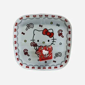 Hello Kitty Pink Melamine Candy Cane Christmas Dinner Plates Set of 4